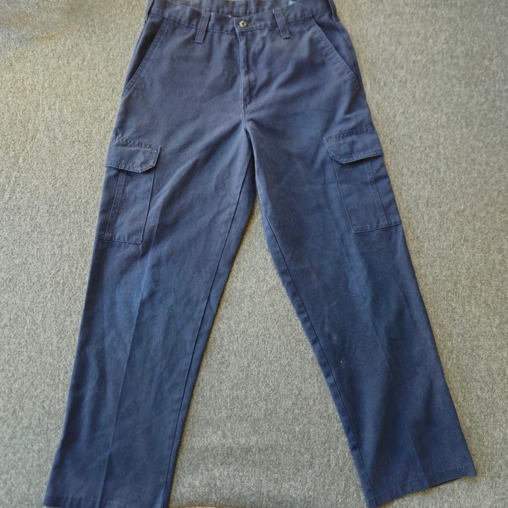 Cintas ComfortFLEX Mens Navy Blue Cargo Workwear Pants 29x28 Straight Leg 270-20